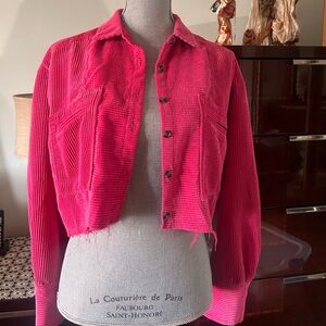 NEW urban outfitters BDG Cropped Corduroy Jacket in Hot Pink XS